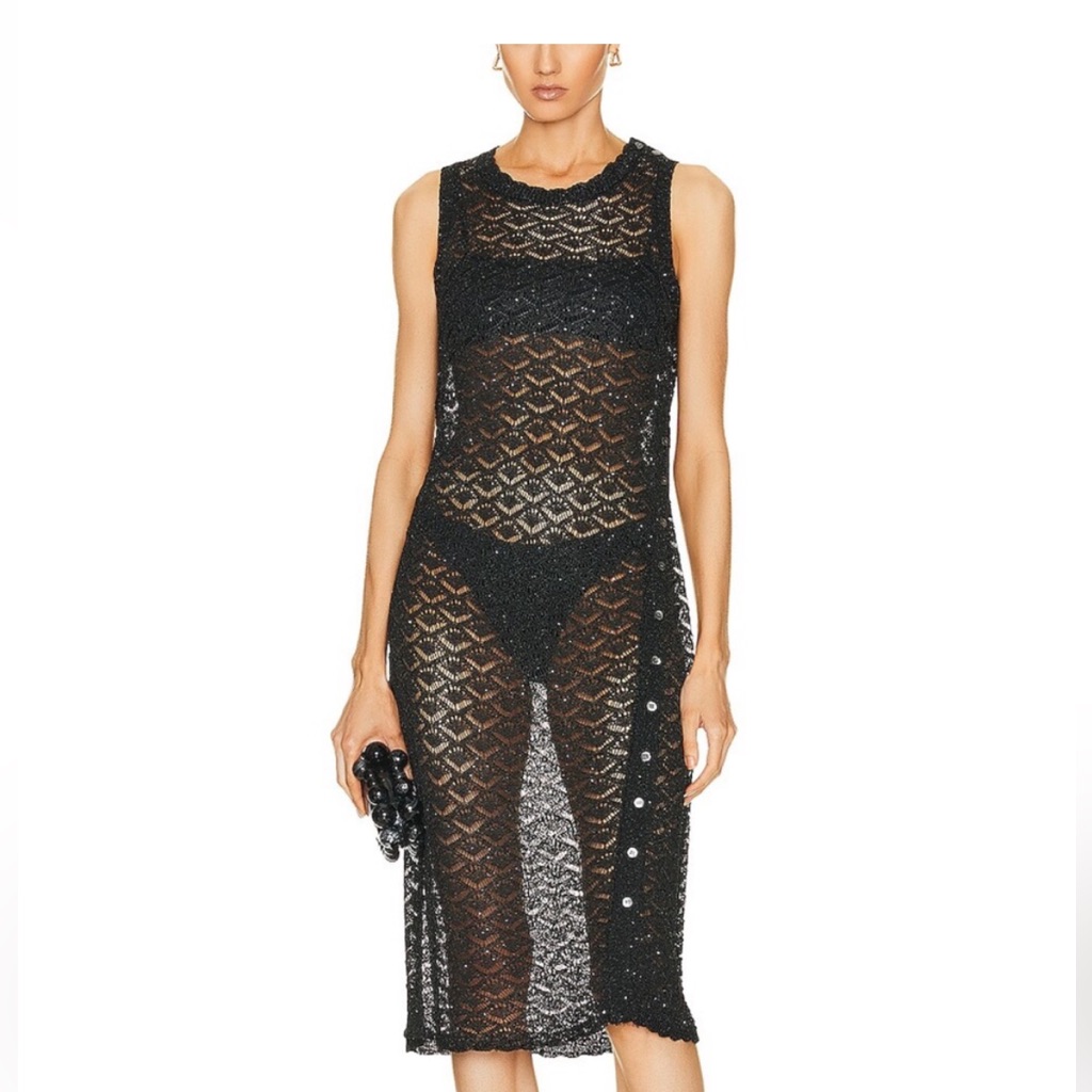 Staud Black Sheer Midi Dress & Bonus Buy Dress